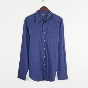 John Varvatos Collection Men's Button up Shirt Blue cotton Size XL